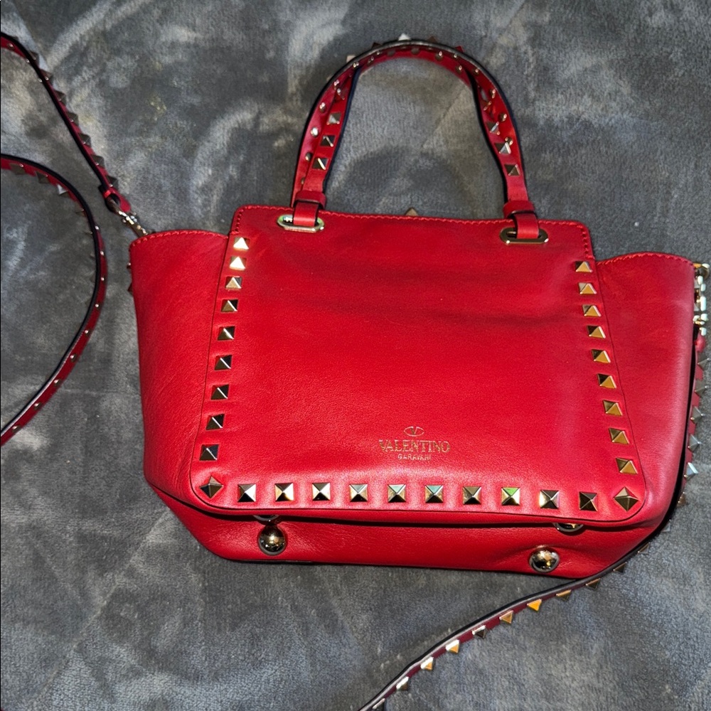 Preloved Valentino Garavani mini Rockstud 2 way bag excellent condition RED - Picture 3 of 13